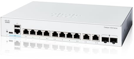 Cisco Catalyst 1200-8T-E-2G Smart Switch, 8 porte GE, alimentatore esterno, 2 porte combinate 1GE, protezione limitata a vita (C1200-8T-E-2G)