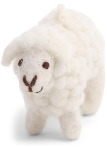 Gry & Sif Anhänger Schaf, gefilztes Schaf, Filztier, Schaf aus Schurwolle, Handmade, Fairtrade, Geschenkidee, Mitbringsel (weiß)