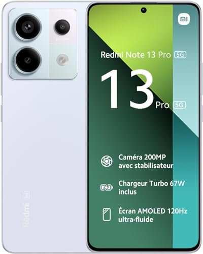 Xiaomi Redmi Note 13 Pro 5G - Teléfono móvil inteligente, 8 + 256 GB, Snapdragon 7s Gen 2, pantalla Super QPD de 6,67, cámara ultranítida de 200 Mpx, morado, versión UE