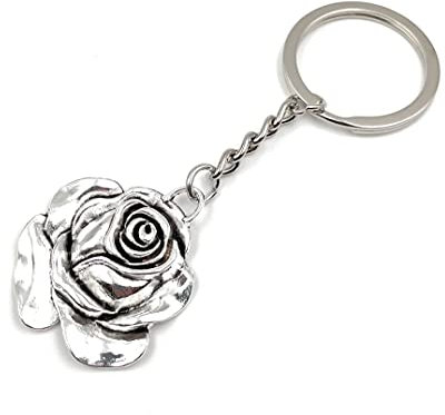 Onwomania Porte-clés en métal porte-bonheur en forme de fleur de rose dans une boîte cadeau en aluminium, idéal pour offrir, Onesize