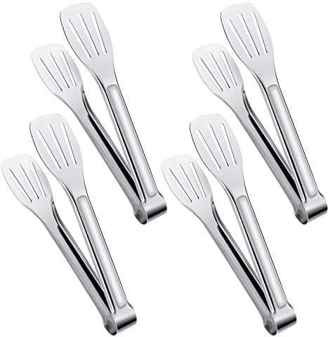 4 Stück Küchenzange Edelstahl Set, 7 Zoll Gebäckzange, Zange Küche Rutschfest, Grillzange für Barbecue, Salat, Backen, Familientreffen