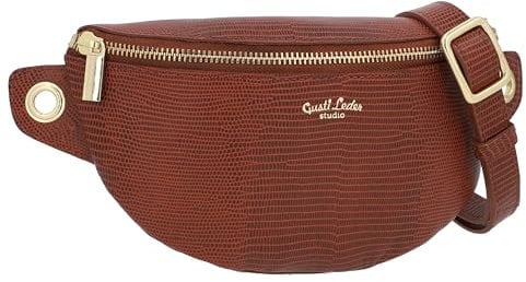 Gusti Leder Gürteltasche Rosamonde I Bauchtasche im Kroko Look I Schicke Crossbody Bag mit verstellbarem Gürtel