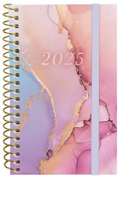 Finocam - Spiralkalender Design Collection 2025, Wochenansicht, Querformat, Januar 2025 - Dezember 2025, 12 Monate, Goldfarben, Spanisch