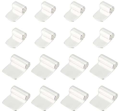 DELORIGIN 16pcs 2 Size Brass Glue on Bails Tibetan Square Flat Pad Bails Pendants Charms Bails Glue on Cabochon Settings Rectangle Pad Connector for Women DIY Jewelry Necklace Crafts Making Hole 4.5mm