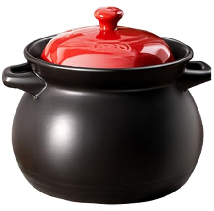 Eiusltsd Ceramic Cooking Pot, Clay Pot Cooking with Double Handles for Kitchen, Porcelain, Microwave and Dishwasher Safe,4.6L