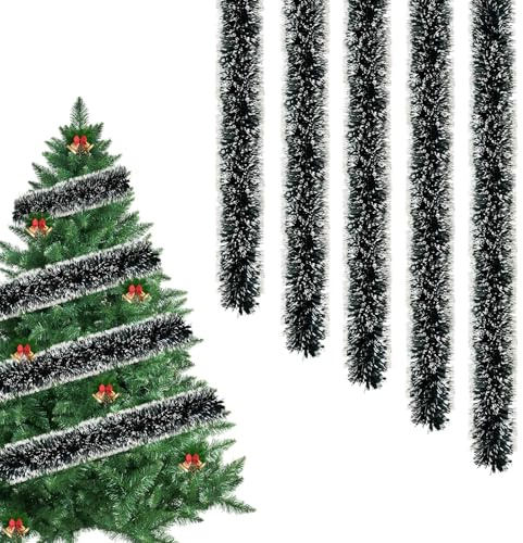 5 PCS Espumillón y Guirnalda de Oropel de Navidad - 2M Decorativa para Árbol, Abeto Artificial - para Bodas, Casas, Fiestas (A)