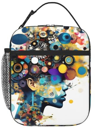 HUIKGIER Bolsa de almuerzo aislada multiusos con impresión de cerebro de inteligencia artificial para adultos, playa, viajes, trabajo, lonchera