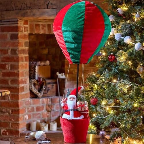 Marco Paul Hanging Santa Hot Air Balloon Decoration – Large Plush Santa Ornament for Windows & Ceilings – Festive Xmas Decorations & Christmas Ornaments, Hanging Father Christmas Figure Indoor Décor