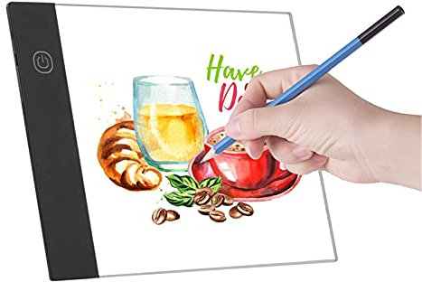 Tablette graphique LED A5 - Tablette lumineuse numérique - Avec 3 niveaux de luminosité réglable - Pour dessin, copie, vision, bricolage, artisanat, diamant - Accessoire de peinture