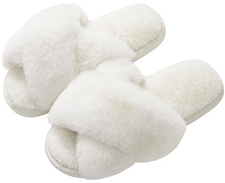Pantuflas de invierno para hombre y mujer, espuma viscoelástica, cómodas, de felpa, para el hogar, Jc Blanco, 42/43 EU