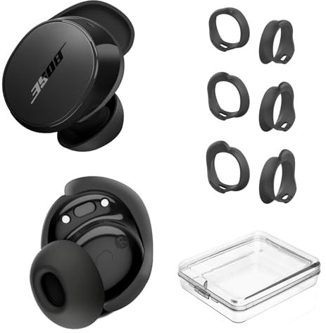 Ohrstöpsel für Bose QuietComfort Ohrhörer (2024), Silikon-Sport-Ohrbügel-Abdeckung, Zubehör für Bose QC-Ohrhörer, Anti-Rutsch-Ersatz-Ohrstöpsel-Set (S, M, L) (Schwarz, 3 Paar)