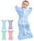 HINATAA Pucksack Baby 0-3 Monate/ 3-6 Monate, Baby Schlafsack Neugeborene Bio-Baumwolle, Baby Swaddle Wickeldecke für Jungen Mädchen, Verstellbarer Pucktücher Baby (Blau, 0-3 Monate)