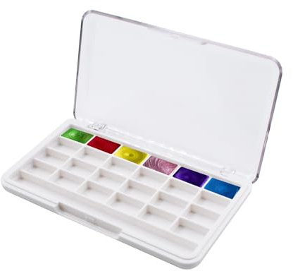 2 Stück Leere Aquarellpalette Malkasten 24 Gitter Empty Reise Tragbare Aquarellpalette für Aquarell, Gouache, Acrylfarbe 115x67x15 mm