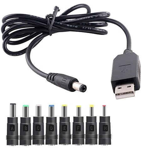 USB to DC Cable, 1m Universal 5V USB Power Charger, DC Jack Adapter for CCTV, Router, LED Strips, and Other 5V Devices, Durable and Flexible