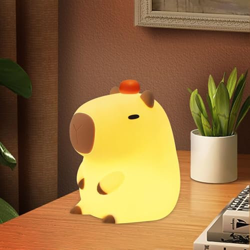 Aolawco Capybara Nachtlicht, Kinder Capybara Lampe Soft Silikon mit Dimmbarkeit und Timer Touch Control, Capybara Geschenk Nachtlicht USB Tragbare Wiederaufladbare für Baby, Mädchen,Tischdekoration