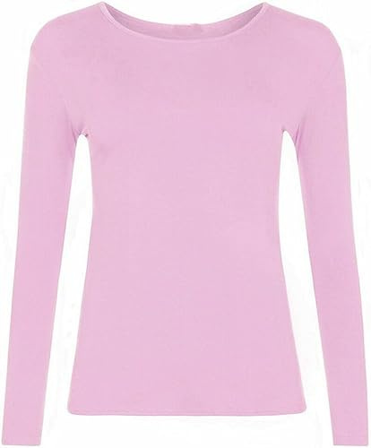 Cloth Garage® Women Ladies Long Sleeve Round Neck Plain Top Stretchy Casual Summer T-Shirts Basic Slim fit Tee Tops UK Plus Size 8-26