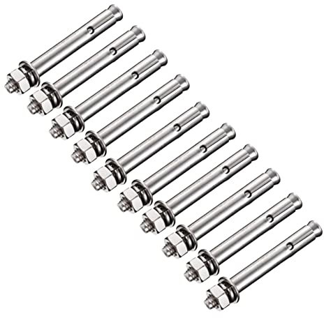 JECOMPRIS 10St Dehnschraube Bolzen Babysicherheit Pool-Clips für oberirdische Pools Nuss Auslauf * edelstahlschrauben rostfrei Spreizdübel für Beton Außensechskantanker Edelstahl 304 Silver
