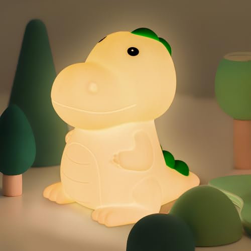 Yiliaw Dinosaurier Nachtlicht für Kinder – Silikon Nachttischlampe Baby mit 7 Farben, Dimmbar, Touch-Steuerung, USB Aufladung, Anti-Glare, Perfekt für Kinderzimmer und Babyzimmer