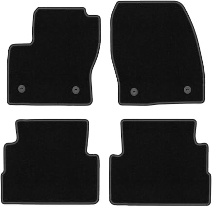 Velours-Fußmatten passend für Ford Kuga MK2 2012-2019, Schwarz, Basic | passend für SUV; dünner Velours-Teppich (Polypropylen), ca. 4 mm; rutschfest, runde Befestigungen (Typ FC)