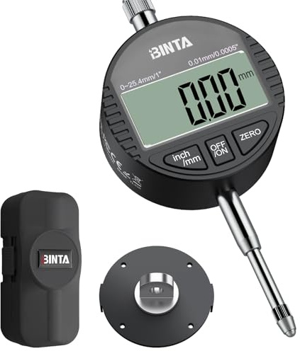 BINTA Digitale Messuhr 0.01/0.0005'' Digital Messuhr Messtaster 0-25.4mm/1'' Digital Dial indicator Messgerät, für Labor, 3D Drucker, Werkstatt | Digital Messuhr Messtaster 0-25.4mm/1'' Digital Dial indicator Messgerät, für Labor, 3D Drucker, Werkstatt