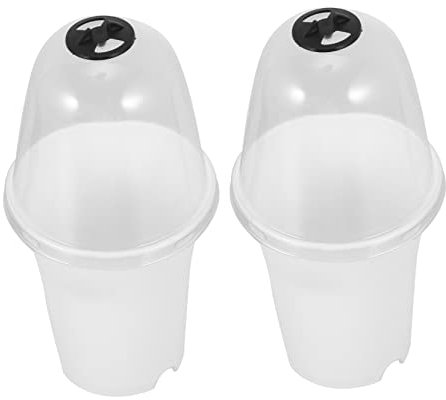 BESTonZON Macetas para Plantas con Tapa Set de 2 Macetas de Plástico para Suculentas y Flores para y Interior y Ventiladas