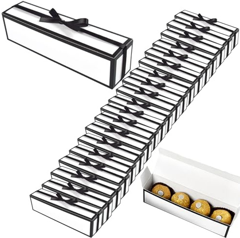 Bustlwor 20 Stück Lange faltbare Geschenkbox, Kleine Bonbonschachteln, für Weihnachten, Geburtstag, Hochzeit Jahrestag (Weiß)