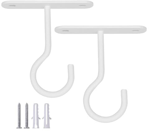 Lot de 2 crochets de plafond pour suspendre des plantes, crochet plafond en fer robuste, facile à installer, support pour plantes en intérieur avec vis pour cuisines, chambres, balcons, crochets d
