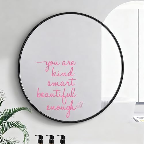 JINGIHE Motivations Spiegel Aufkleber You are Kind Smart Beautiful Enough, Wandtattoo Badezimmer, Motivation Wandaufkleber Dekoration für Badezimmer, Rückspiegel, Wohnzimmer (2, Rosa)
