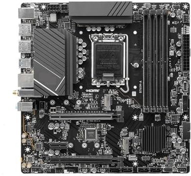 Carte mère B760M-A, Socket LGA1700, Compatible avec Les processeurs i9-14900KF et i5-12400F, mémoire DDR5 6800 MHz jusqu'à 256 Go, SSD M.2 PCIe 4.0, Format mATX.