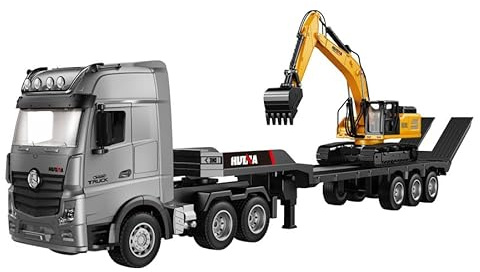s-idee Huina 1522 RC Truck mit Flatbed-Anhänger – 1:18 Ferngesteuerter LKW für Kinder & RC-Fans