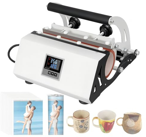 Tumbler Heat Press Machine, Mug Press Machine, Automatic Rotating Tumbler Press with Touch Screen, 0-999s Time Adjustable, for 11-30oz Sublimation Tumblers, Mugs, Glasses