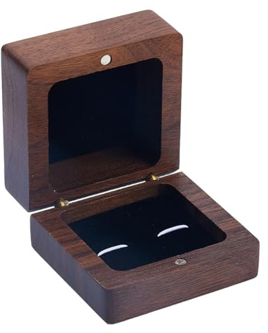 DICOSMETIC Scatola per gemelli in legno, 6,1 x 6,1 x 4 cm, piccola vetrina per gemelli vintage, scatola regalo quadrata per gemelli, scatole per gioielli, accessori