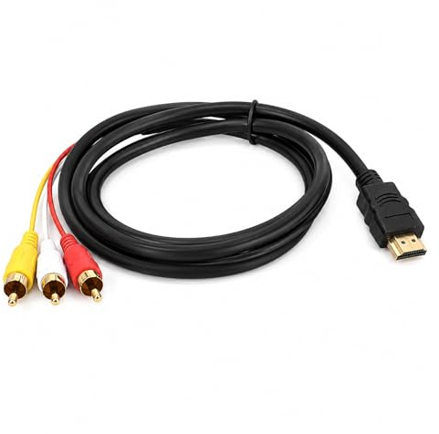 1,5 m Adapterkabel für HDMI auf 3RCA, Geeignet für RCA auf HDMI, HDMI to RCA Cable & Cinch auf HDMI, Passives Kabel für Geräte mit nativem CVBS Ausgang, 1080p für TV, Projektor, Receiver
