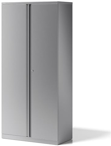 BISLEY Flügeltürenschrank Essentials mit 4 Fachböden für 5 Ordnerhöhen, Metall, 355 Silber, 47 x 91.4 x 198 cm