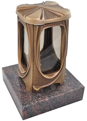 Kunst-Art-Köhl Grablaterne 622 aus massiver Bronze fertigmontiert auf einem Granitsockel (Himalaya)