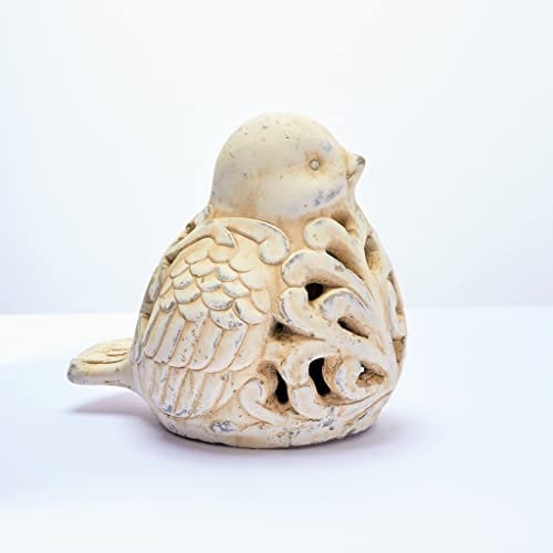 Tea Light Bird Cement Effect Garden Home Ornaments