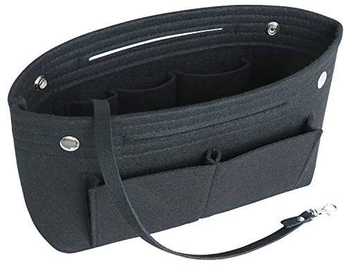 HyFanStr Taschenorganizer Filz Bag in Tasche Organizer, Innentaschen Handtaschen Organizer für Handtasche mit Griffen und Schlüsselkette, Bag Organizer Schwarz Klein