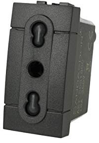 Presa Bipasso Bivalente 2P+T 10/16A, Compatibile Con Bticino Living Light (Nero)