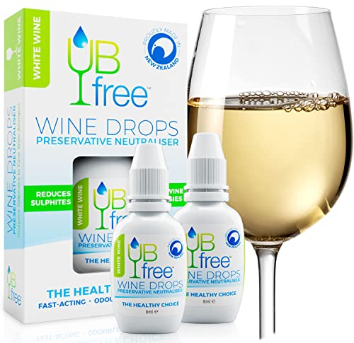 UB Free Wine Drops - 2pk - Natürliche Weinfilter zur Entfernung von Sulfiten im Weißwein - Geruchs- und geschmacksneutral - Beseitigt Weinempfindlichkeiten im Zusammenhang mit Weinallergien