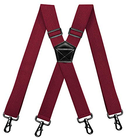 RIONA Herren Hosenträger Breit 3.8 cm mit 4 Karabinerhaken Lang Einheitsgröße für Männer und Damen Einstellbar und Elastisch X-Back Heavy Duty