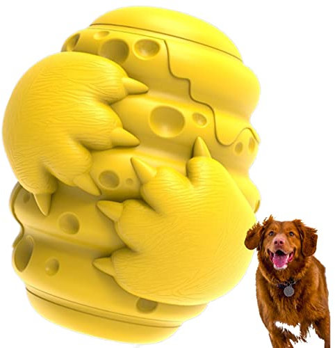 QUEEN&HUNTER Honeycomb Dog Toy - Indestructible Natural Rubber - Ultra Strong for Aggressive Chewers - Stimulating Playtime - Slow Feeder - Teeth Cleaning - Sweet Milk Flavor - Eco friendly Product