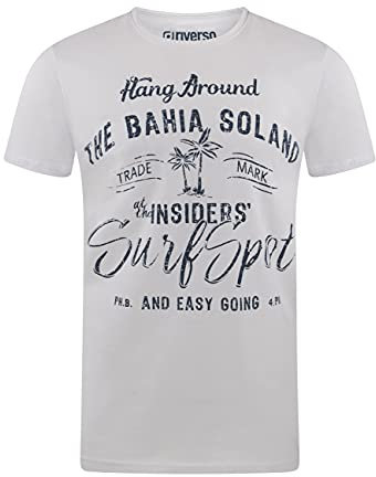 riverso Tshirt Herren Baumwolle Regular Fit RIVLeon Rundhals Kurzarm Sommer Tee Shirt Print, Größe:S, Farbe:Weiß (OJD)