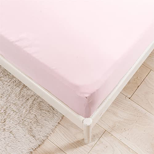 Surwin Drap Housse Microfibre pour Matelas Simple Lit 1 Place et Demie, Couleur Unie Draps Housses Antidérapants Résistant Rides Housse de Matelas avec Poche 35m (Rose,140x200x35cm)