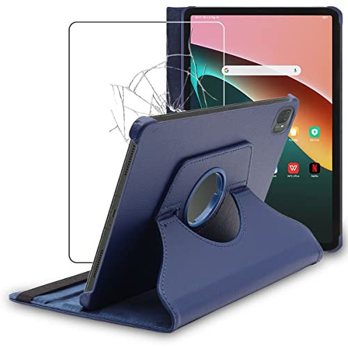ebestStar - Funda para Xiaomi Pad 5, Pad 5 Pro, 5G (2021), Carcasa Capa Giratoria, 360 Protectora, Cuero PU Soporte, Azul Oscuro + Cristal Templado