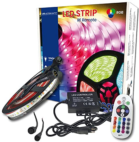 LED ATOMANT Kit 5m Striscia LED Diretta a 220V, Driver e Telecomando, Colore RGB, Impermeabile, Taglio ogni 12,5cm