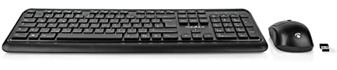 Nedis KBMCW100BKDE Mouse and Keyboard Set | Wireless | Mouse and Keyboard Connection: USB | 800/1200/1600 DPI | Adjustable DPI | QWERTZ | DE Layout