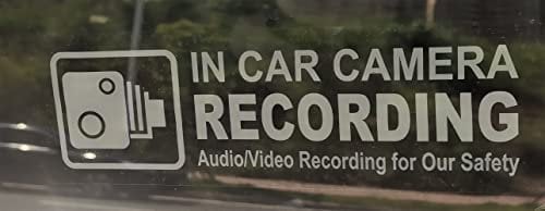 2x6 inch 4 Pcs Static Cling 4 Signs Removable Reusable Indoor Dashcam in Use Vehicles In Car Camera Recording Warning Decals Labels Accessories for Rideshare Taxi Drivers