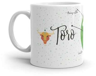 Paolo Chiari Zodiaco - Tazza in Ceramica Bianca con Segno Zodiacale e Costellazione (Multicolore, 300 ml, Toro)