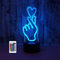 3D Liebevolle Hand Finger Herz Optische Illusion Lampen Große 16 Farbe Ändern Acryl Touch Tisch Schreibtisch Nachtlicht mit USB-Kabel für Kinder Schlafzimmer Geburtstagsgeschenke Geschenk
