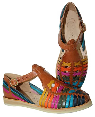 Macarena Collection Sandalen Frauen Huarache Sandale Bunte Leder Mexikanischen Stil Farbe Mehrfarbig 832, Mehrfarbig, 38 EU